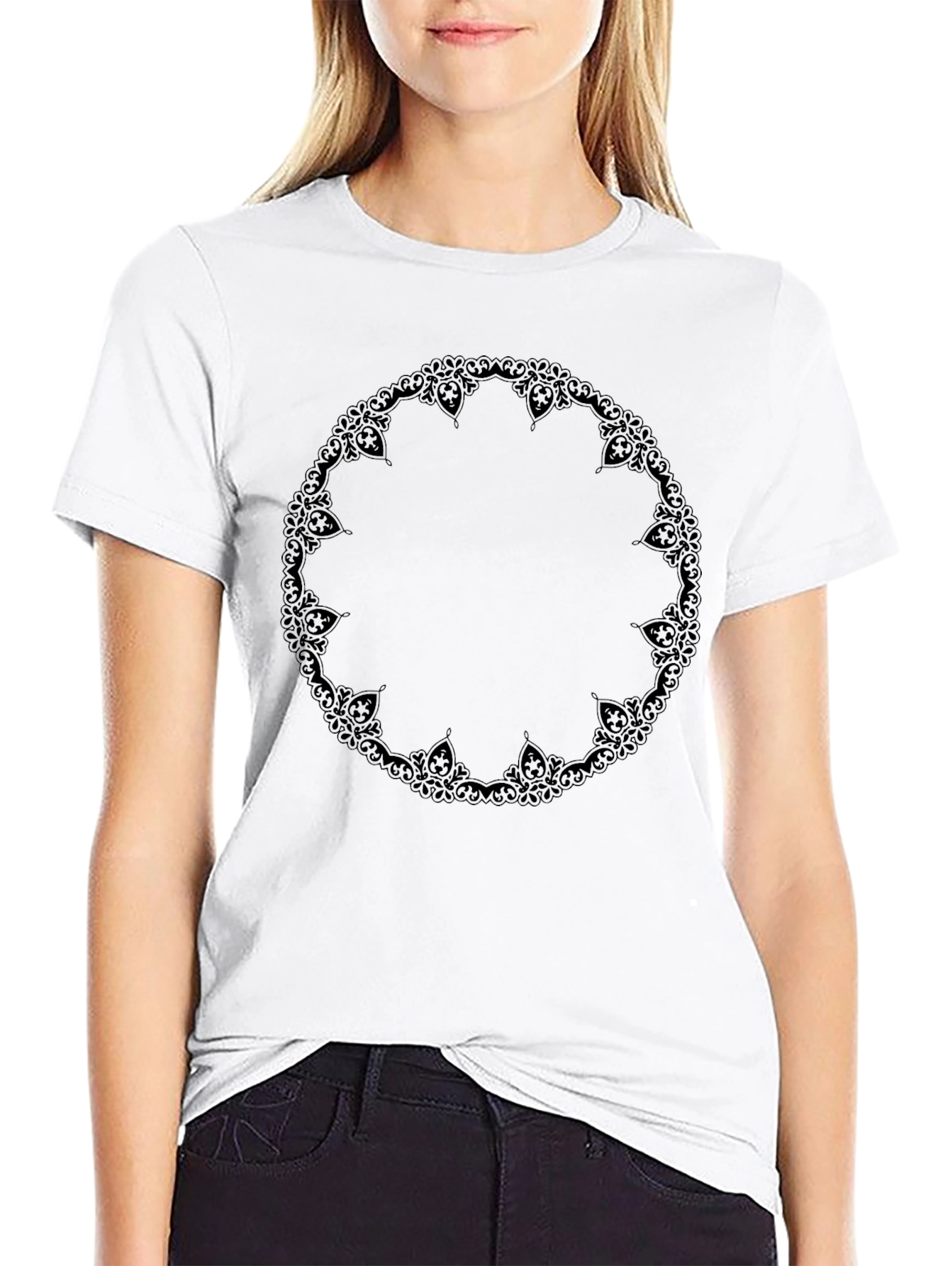 Mens Black T-Shirt with Ornamental Mandala Design