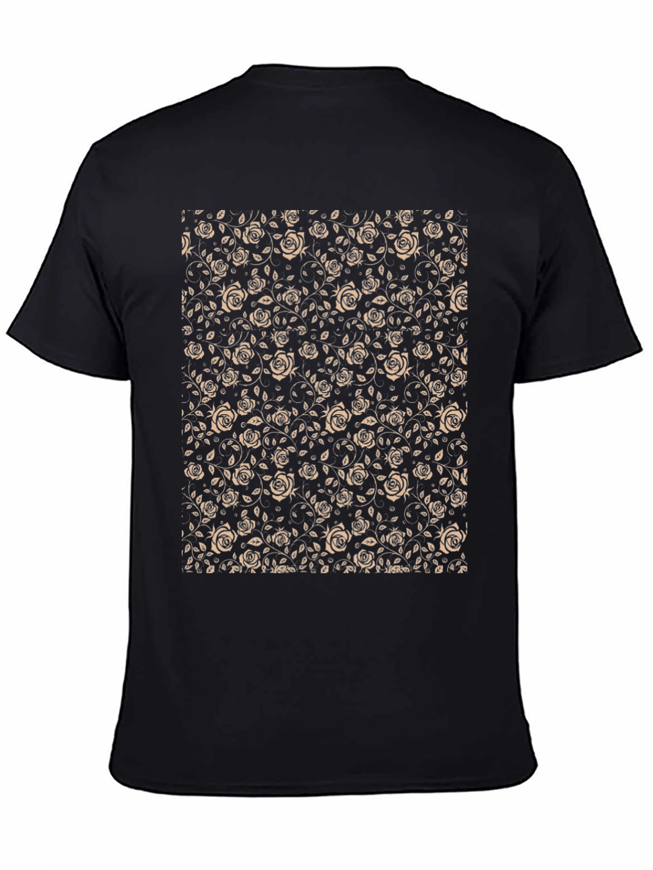 Floral Rose Print Black T-Shirt