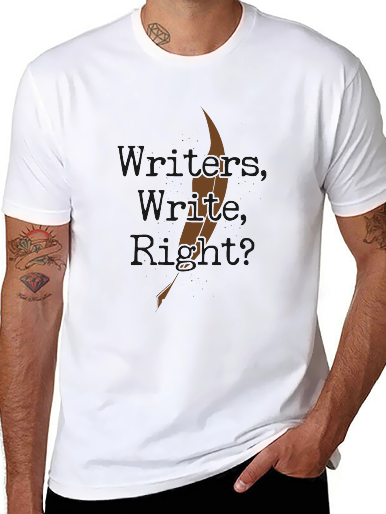 Writers Quill T-Shirt - Black - Unique Gift