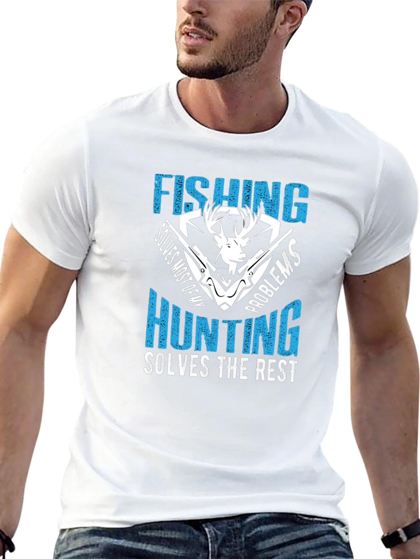 Fishing Hunting Solves Problems Graphic T-Shirt