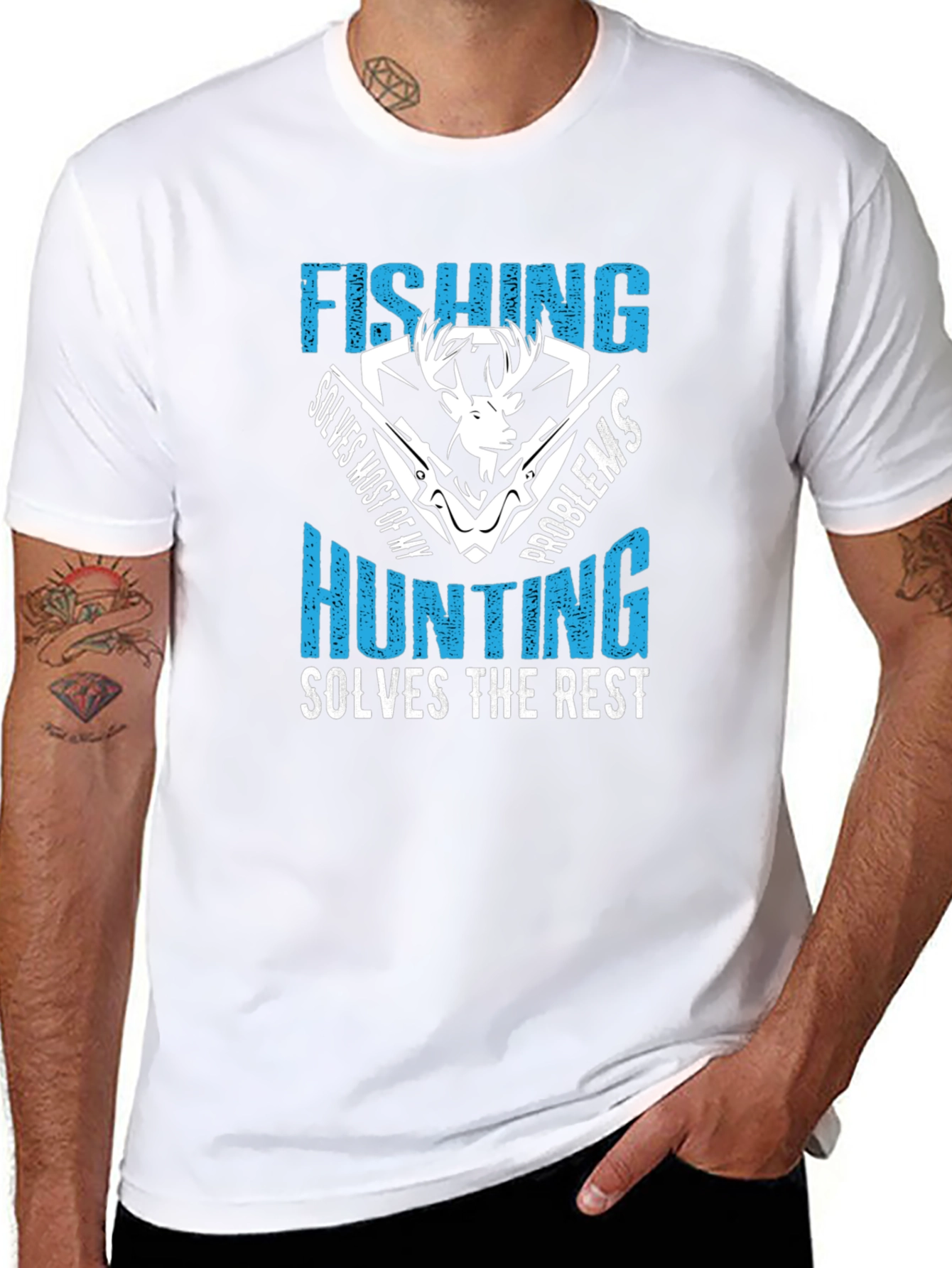 Fishing Hunting Solves Problems Graphic T-Shirt