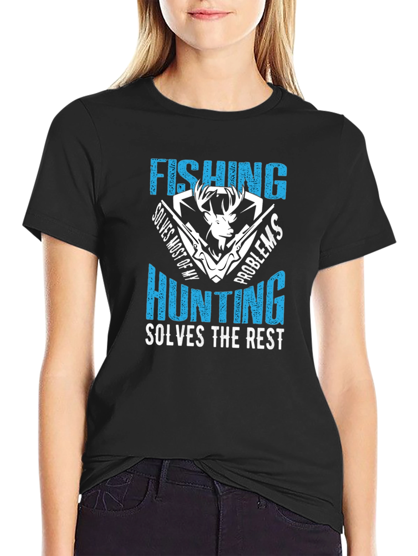 Fishing Hunting Solves Problems Graphic T-Shirt