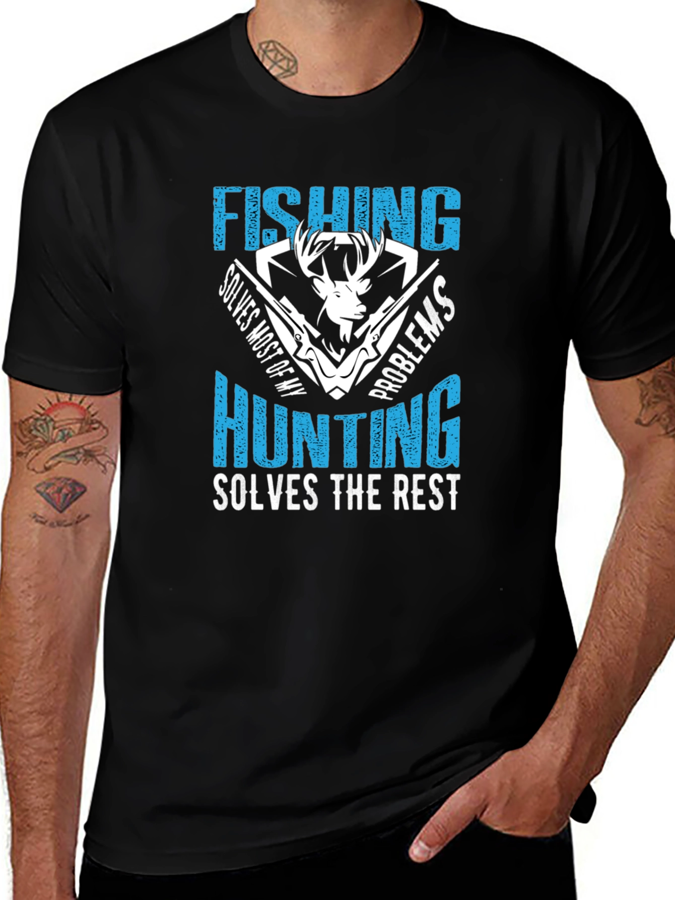 Fishing Hunting Solves Problems Graphic T-Shirt