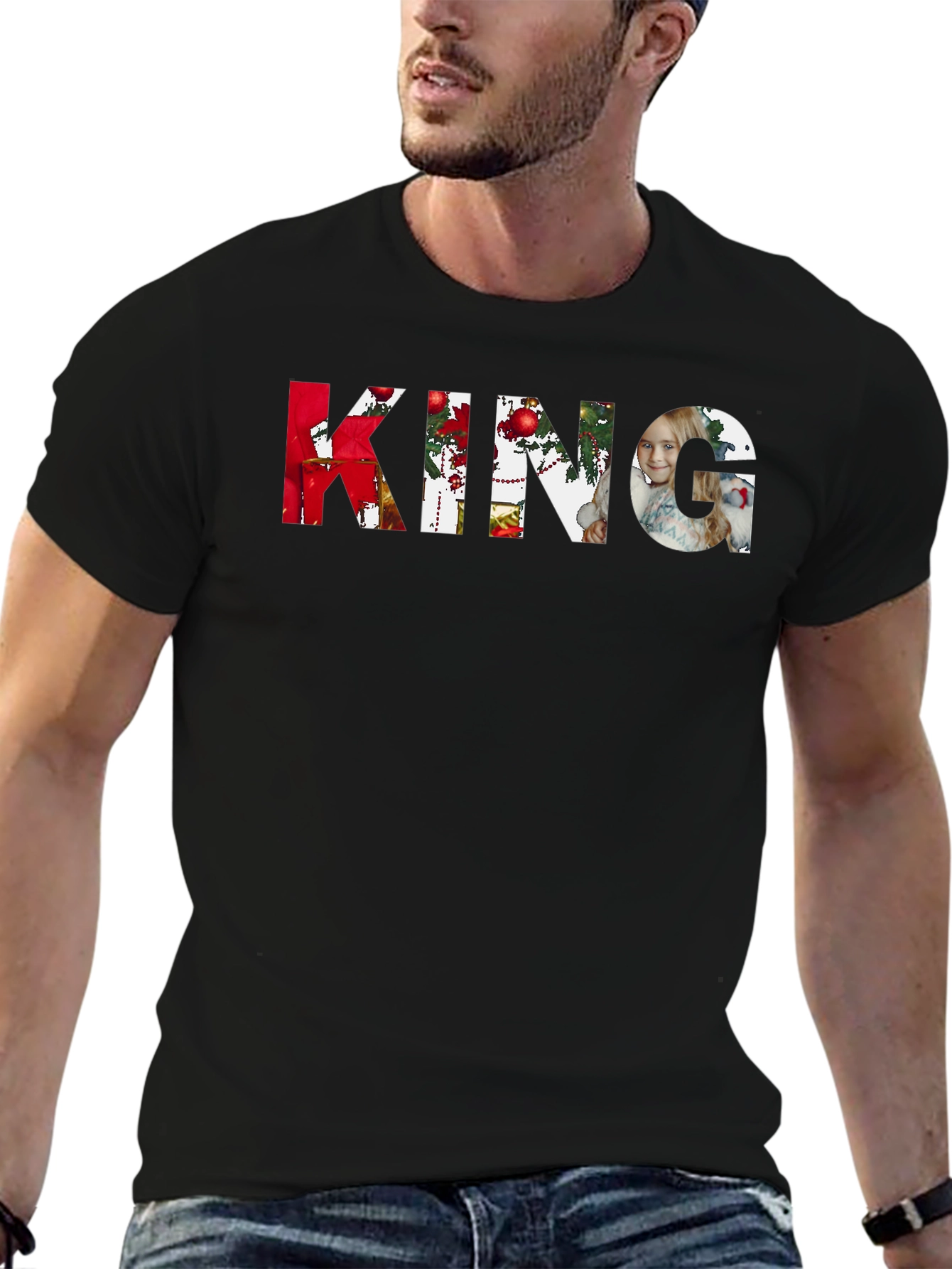 Personalized KING Photo T-Shirt - Custom Christmas Design