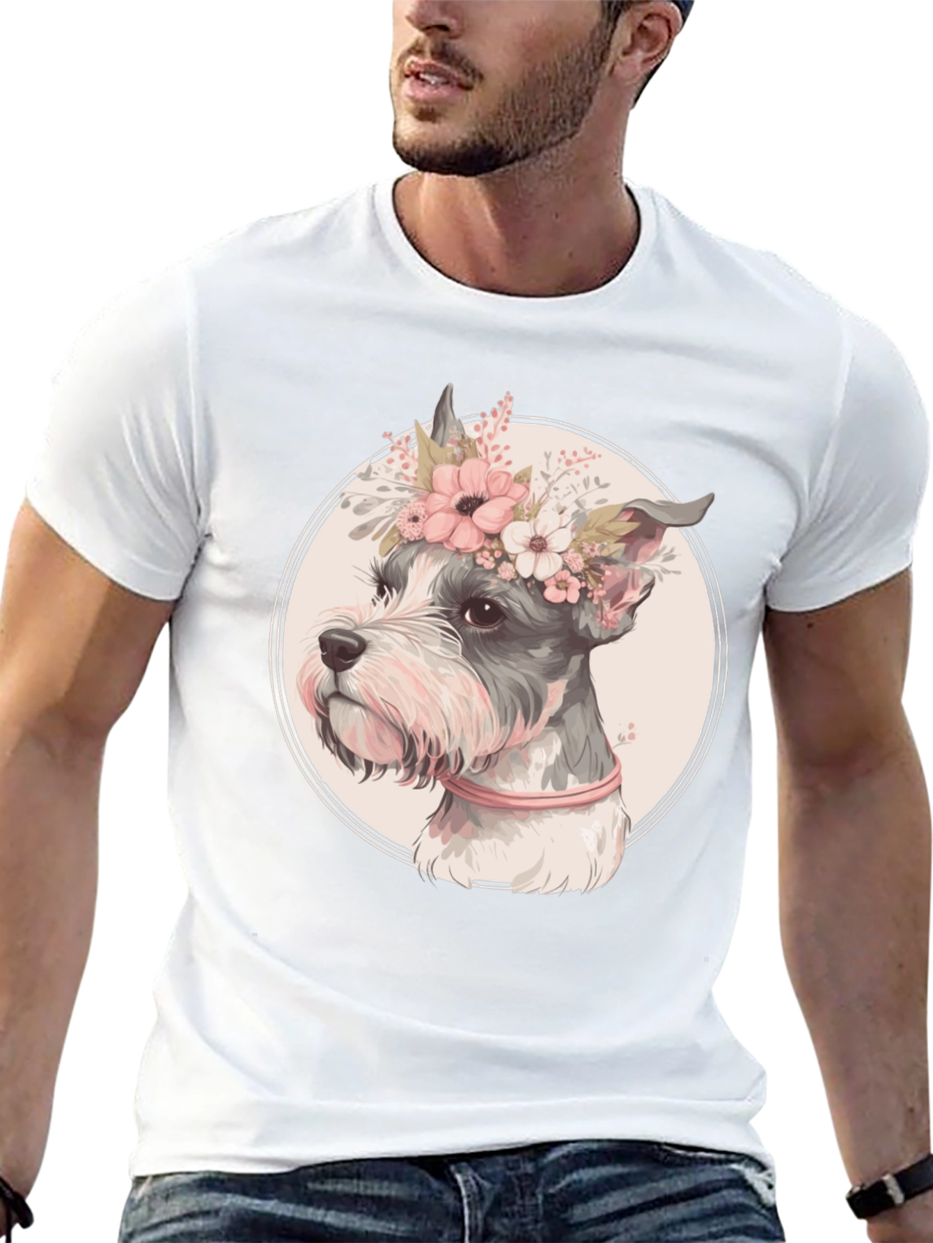 Dog with Flower Crown Graphic Tee