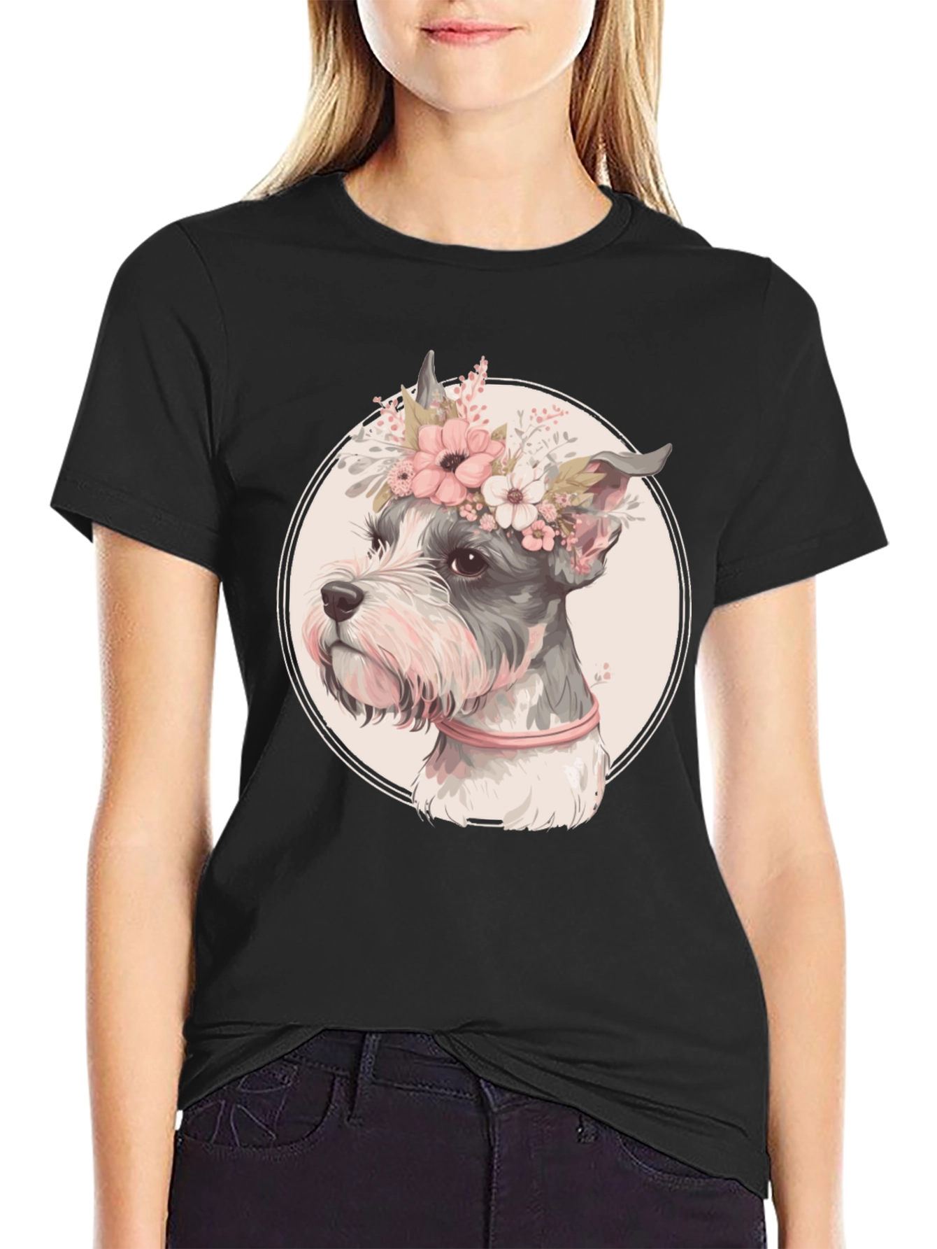 Dog with Flower Crown Graphic Tee