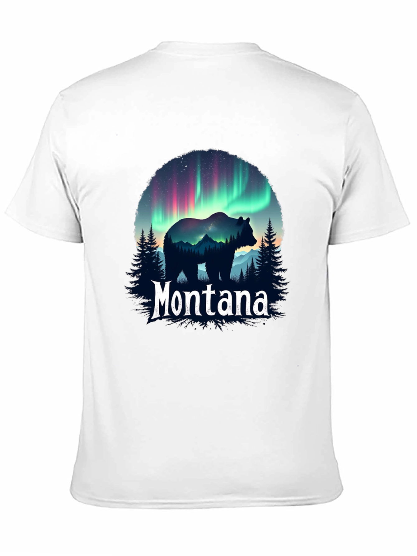 Montana Bear Aurora Borealis Graphic T-Shirt