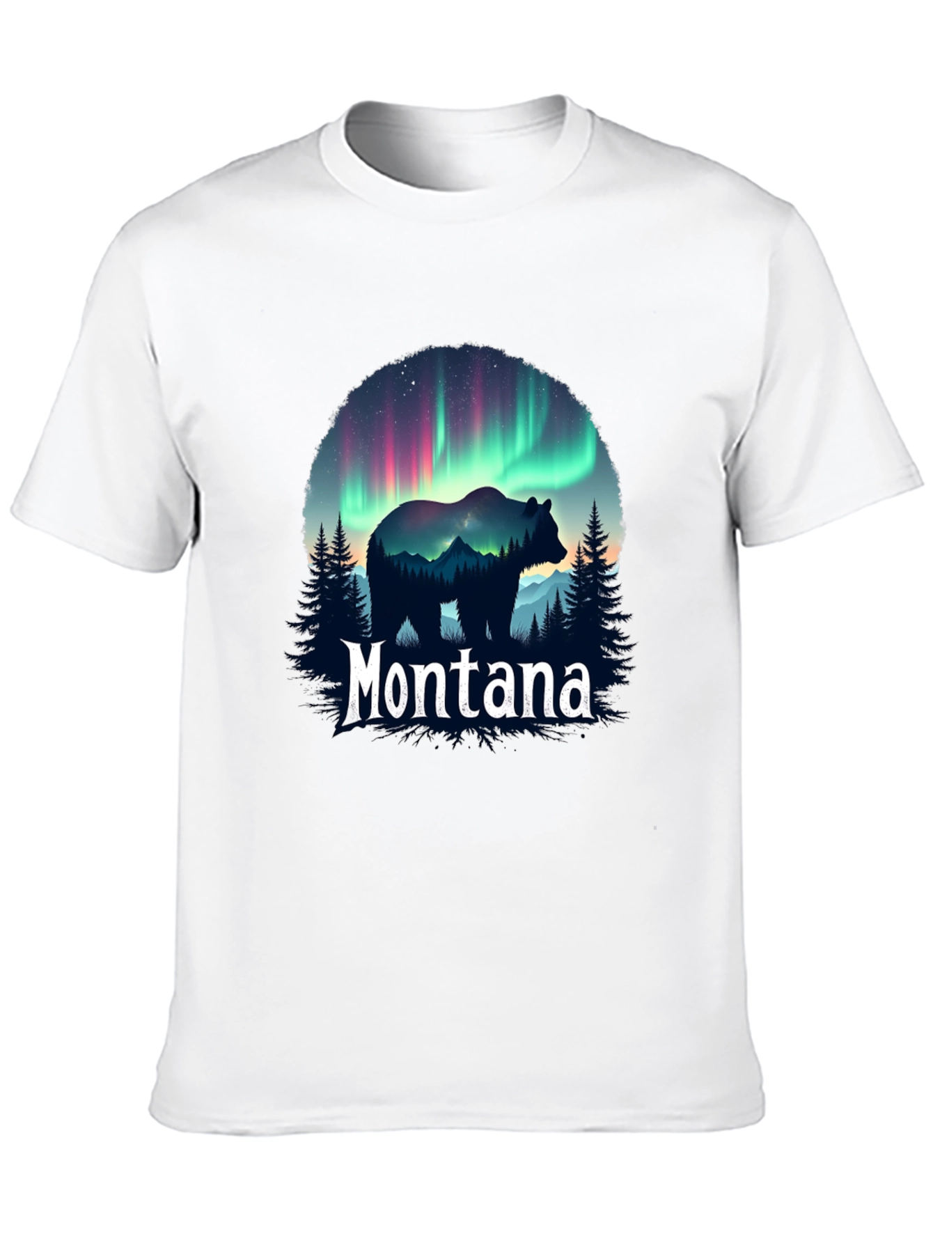 Montana Bear Aurora Borealis Graphic T-Shirt