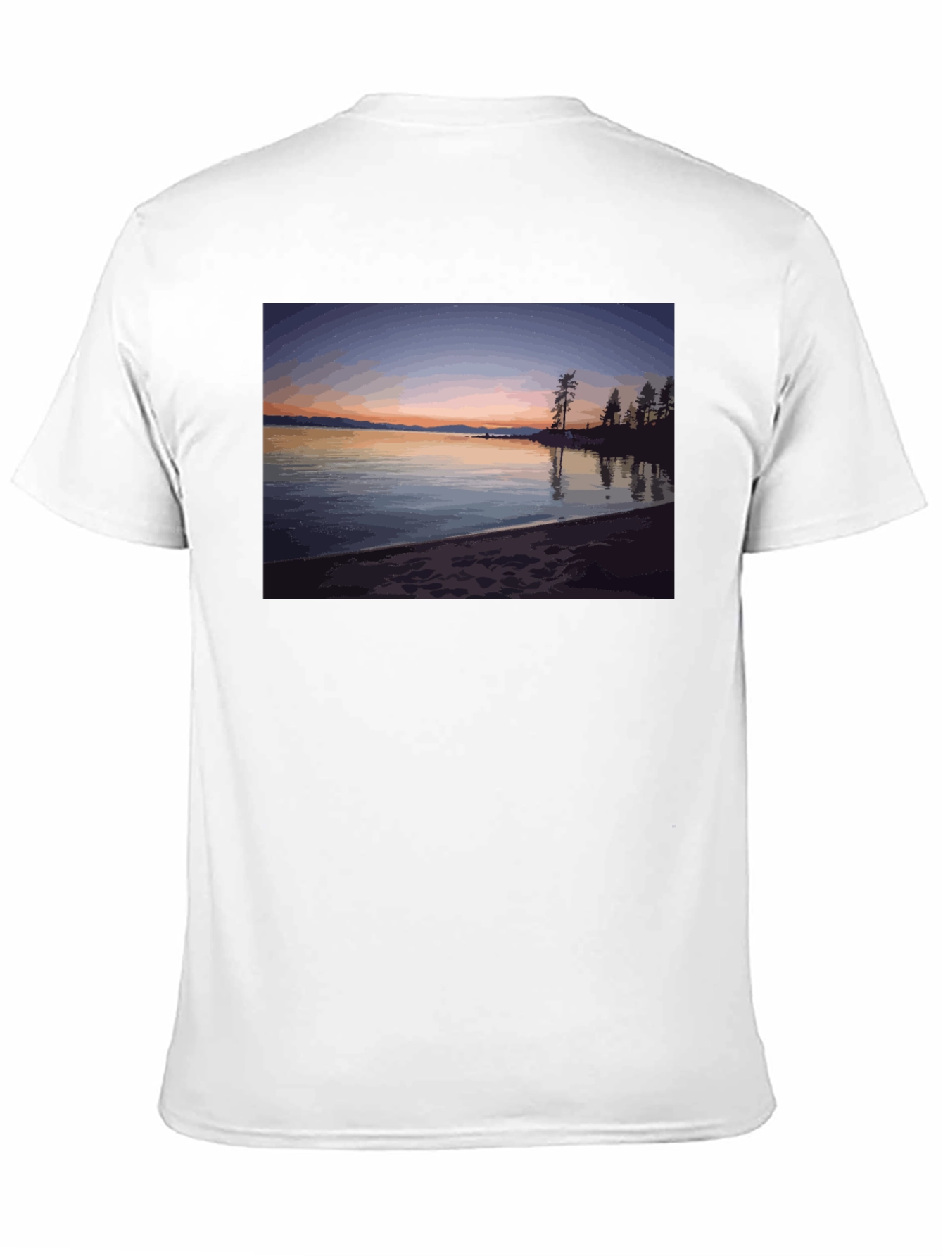 Scenic Lake Sunset Graphic Tee - Black