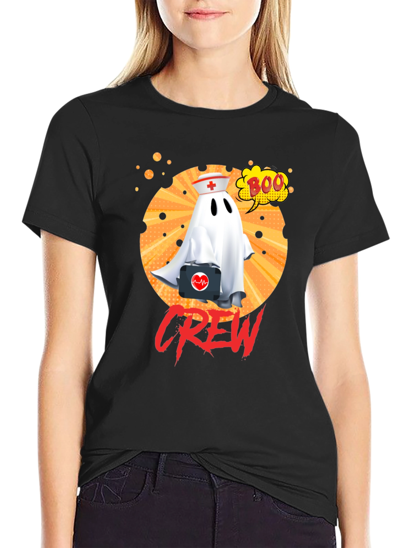 Nurse Ghost Crew Halloween T-Shirt