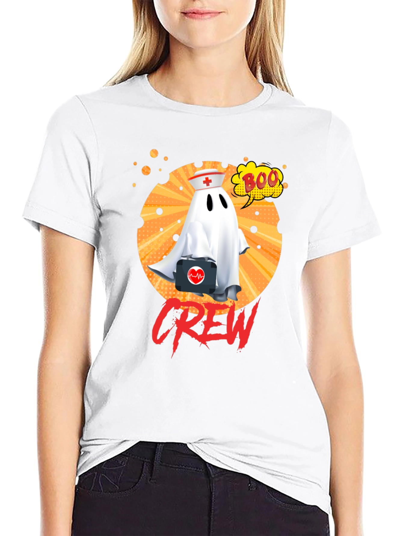 Nurse Ghost Crew Halloween T-Shirt
