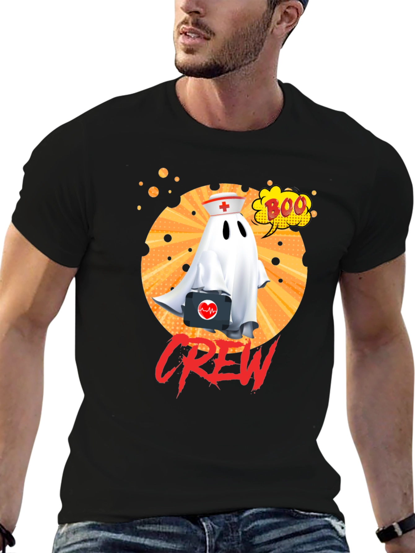 Nurse Ghost Crew Halloween T-Shirt