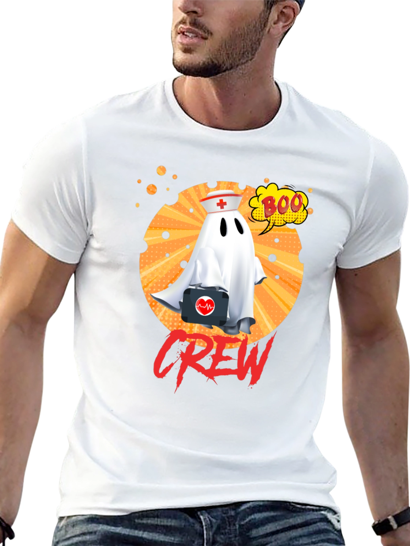 Nurse Ghost Crew Halloween T-Shirt
