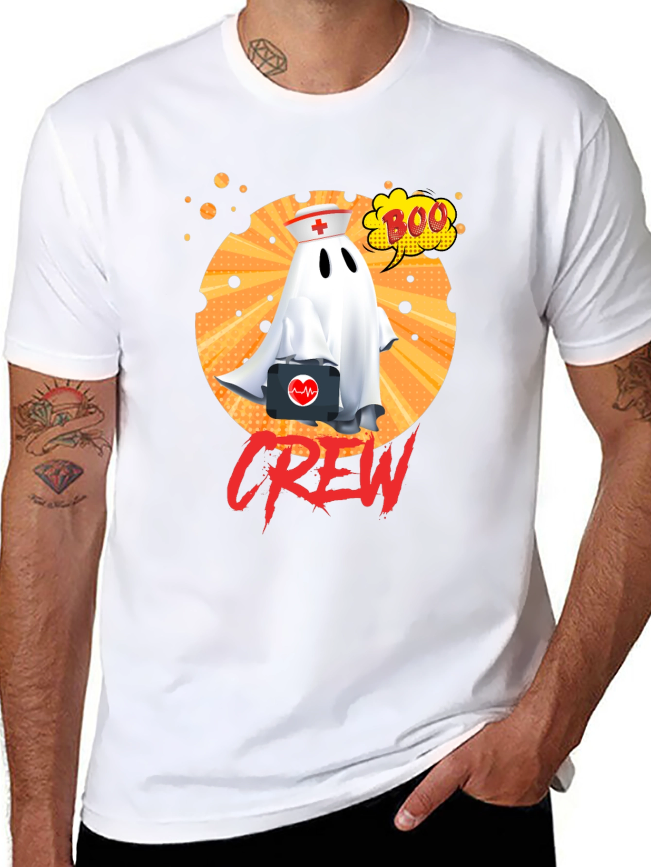 Nurse Ghost Crew Halloween T-Shirt