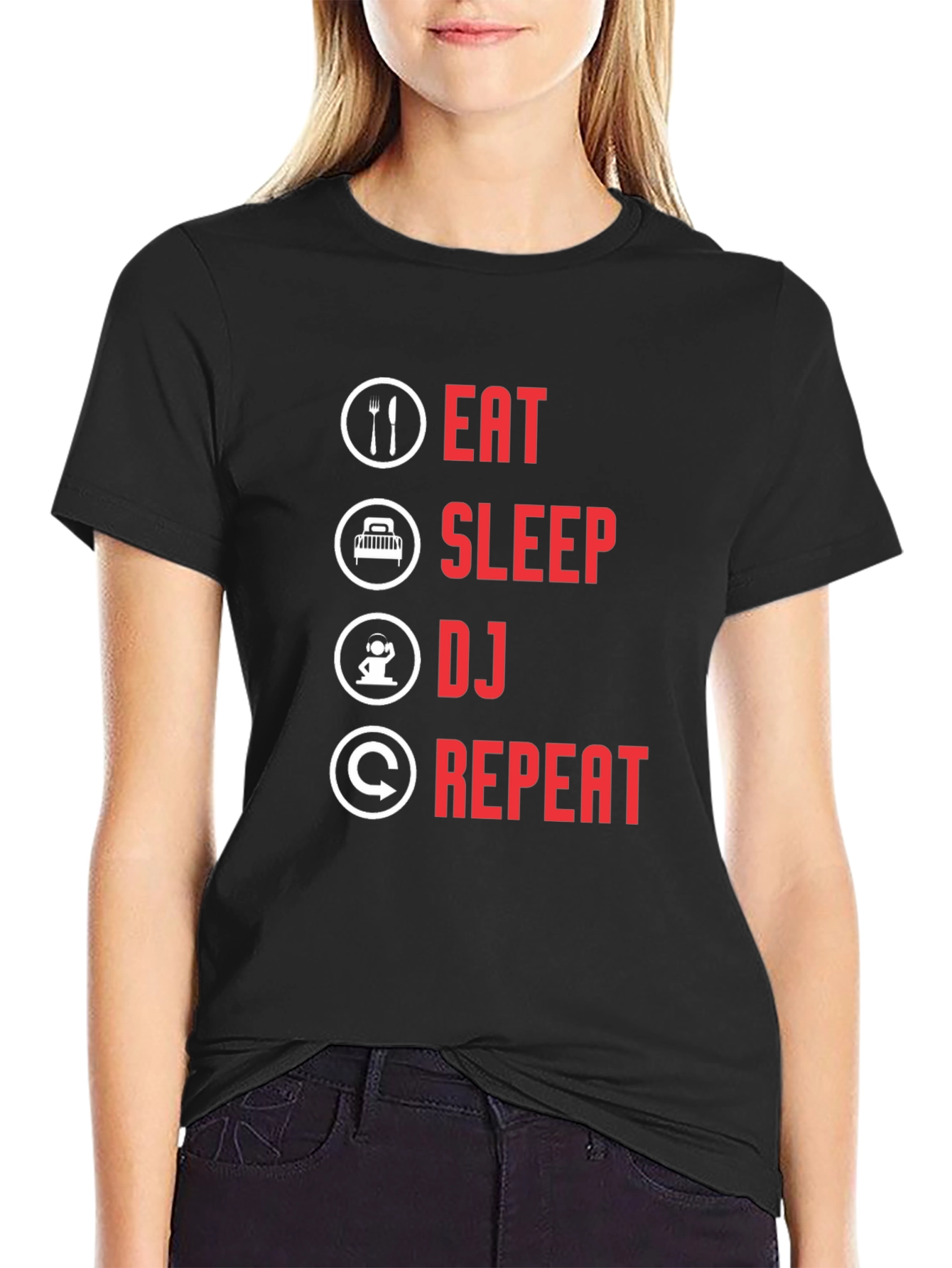 Eat Sleep DJ Repeat Black T-Shirt