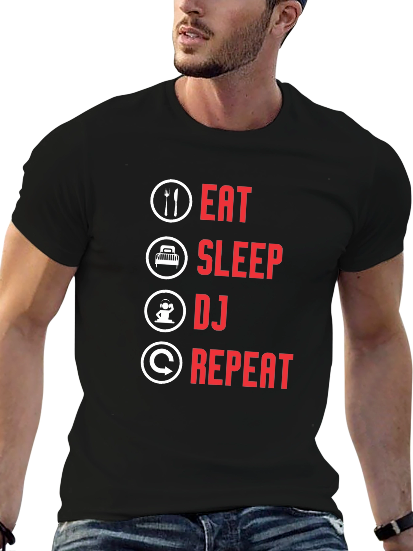 Eat Sleep DJ Repeat Black T-Shirt