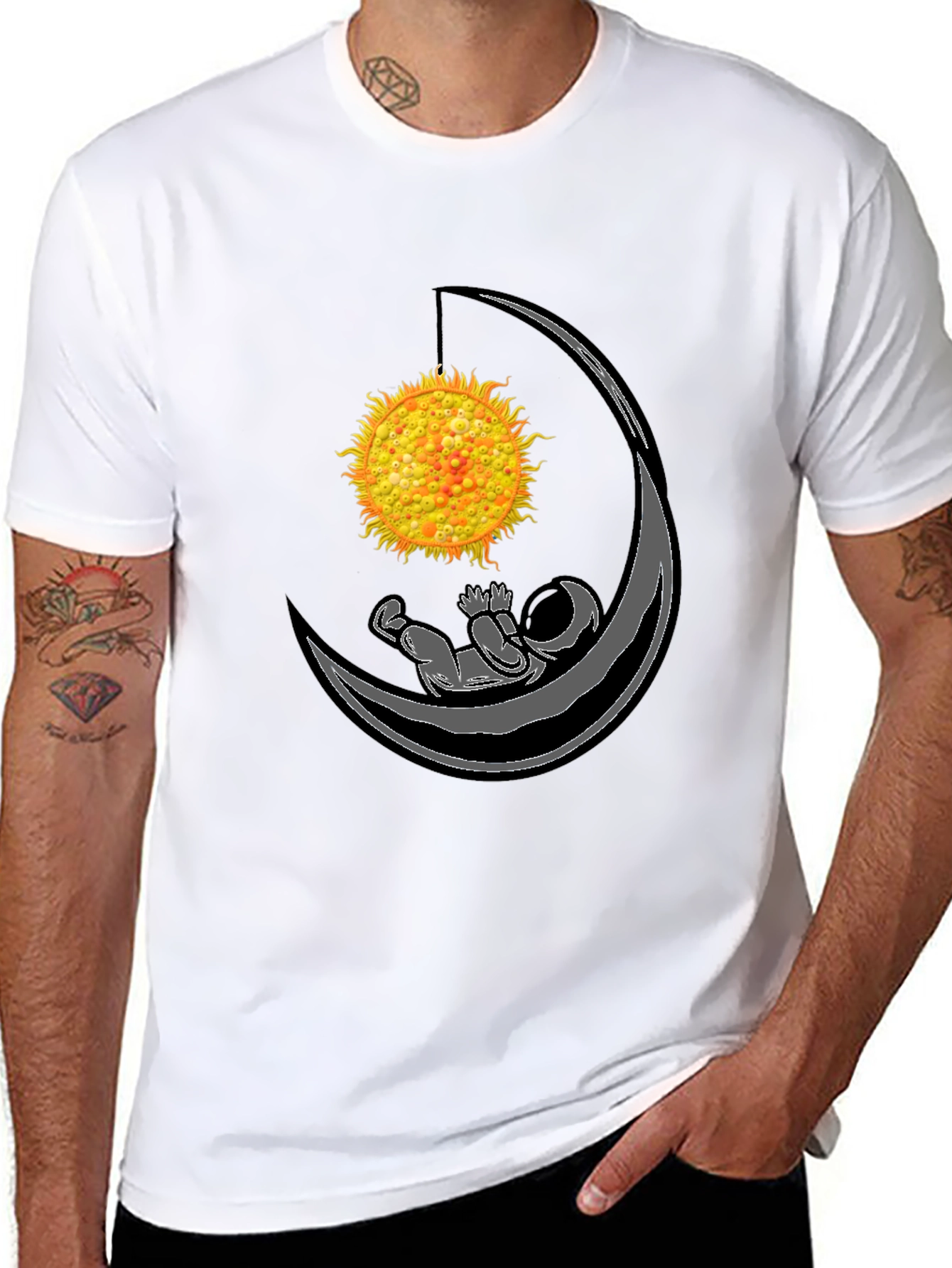 Astronaut Moon Hammock Black T-Shirt