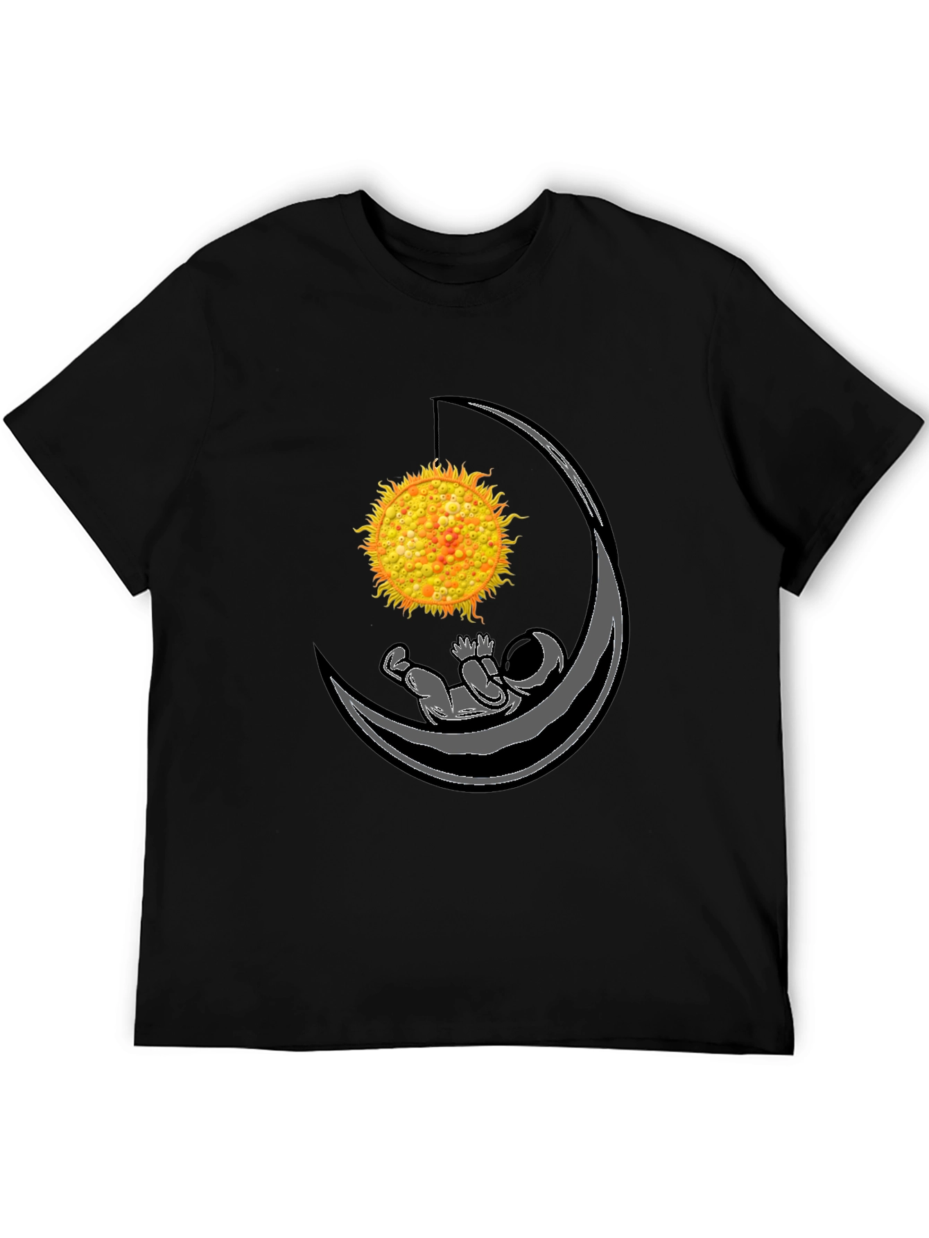 Astronaut Moon Hammock Black T-Shirt