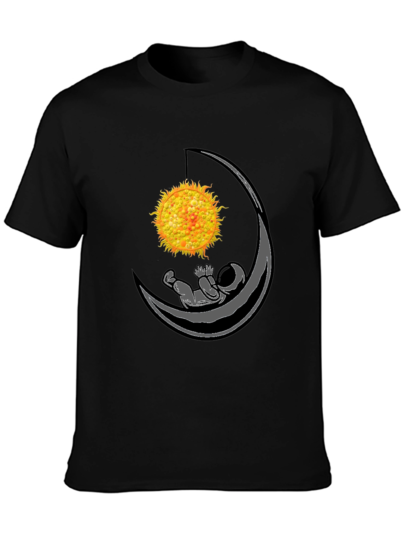 Astronaut Moon Hammock Black T-Shirt