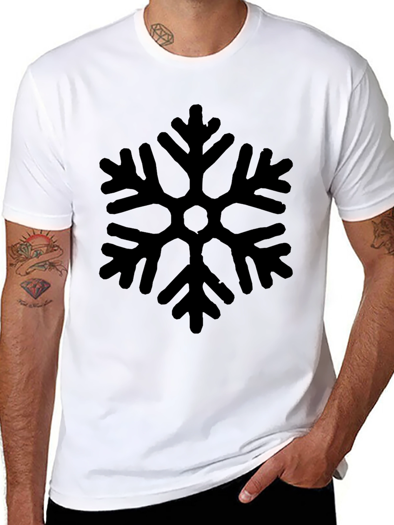 Black Snowflake Graphic Tee - Stylish Winter Apparel