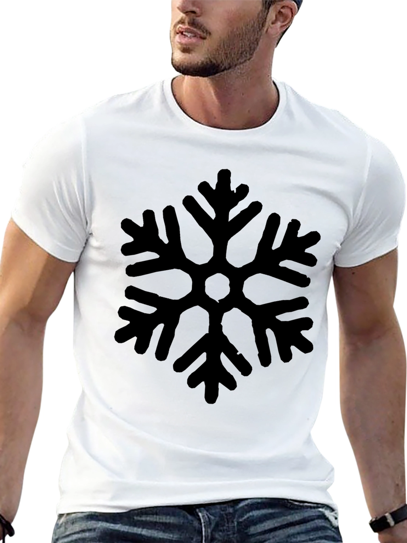 Black Snowflake Graphic Tee - Stylish Winter Apparel