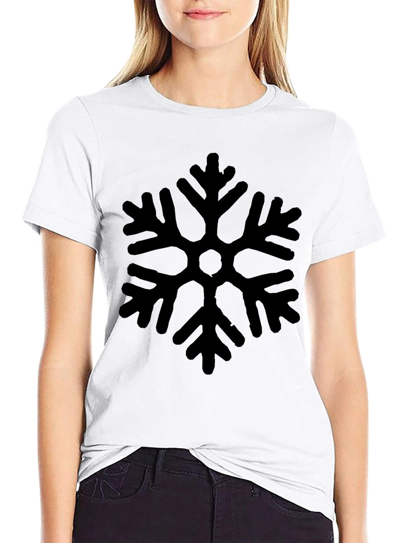 Black Snowflake Graphic Tee - Stylish Winter Apparel