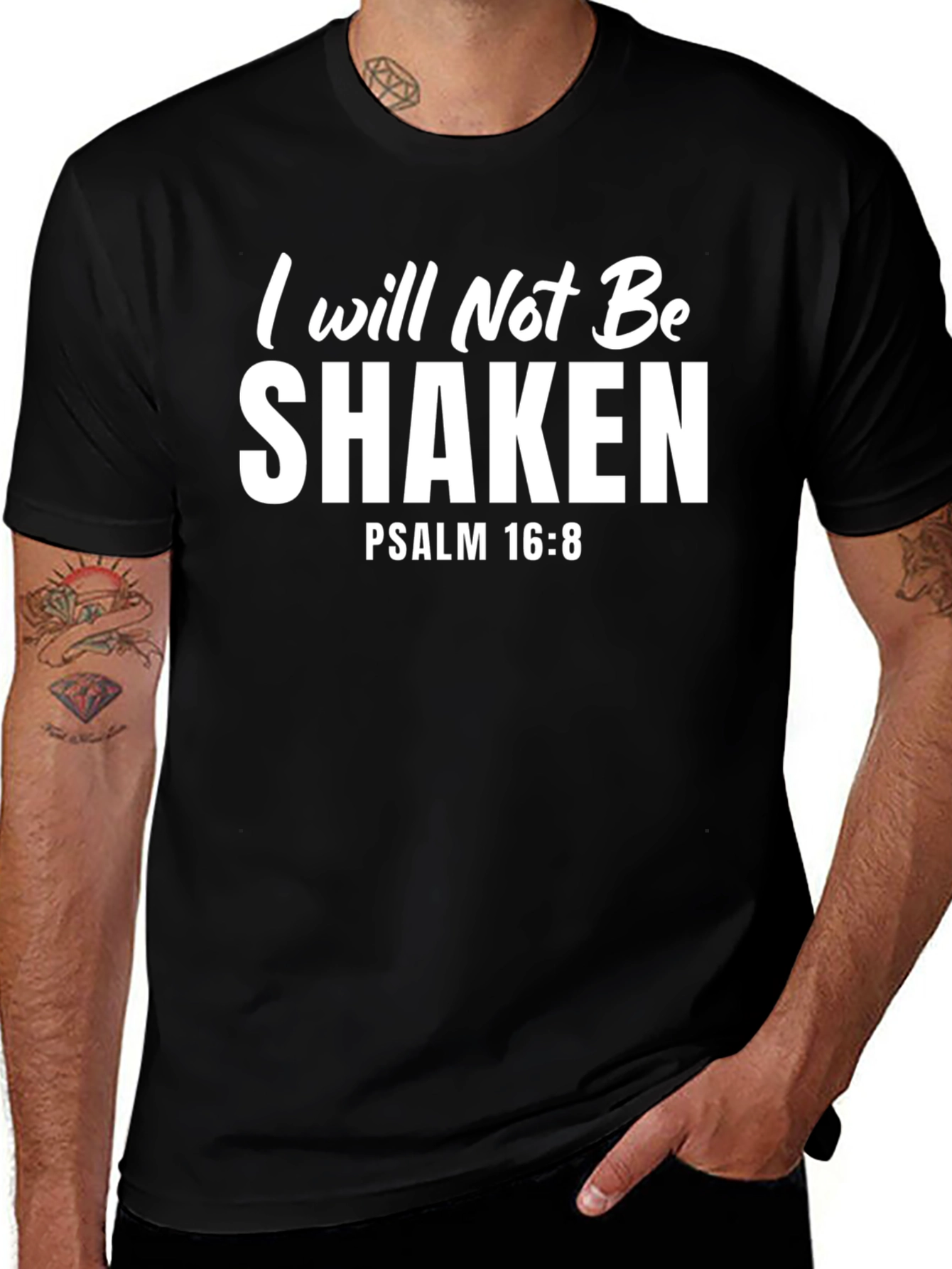 I Will Not Be Shaken Black T-Shirt