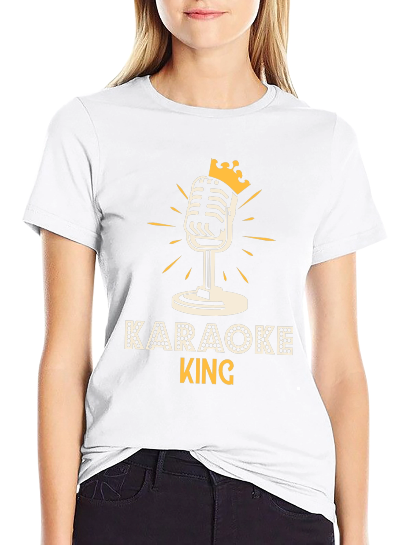 Karaoke King T-Shirt: Microphone Crown Graphic Tee