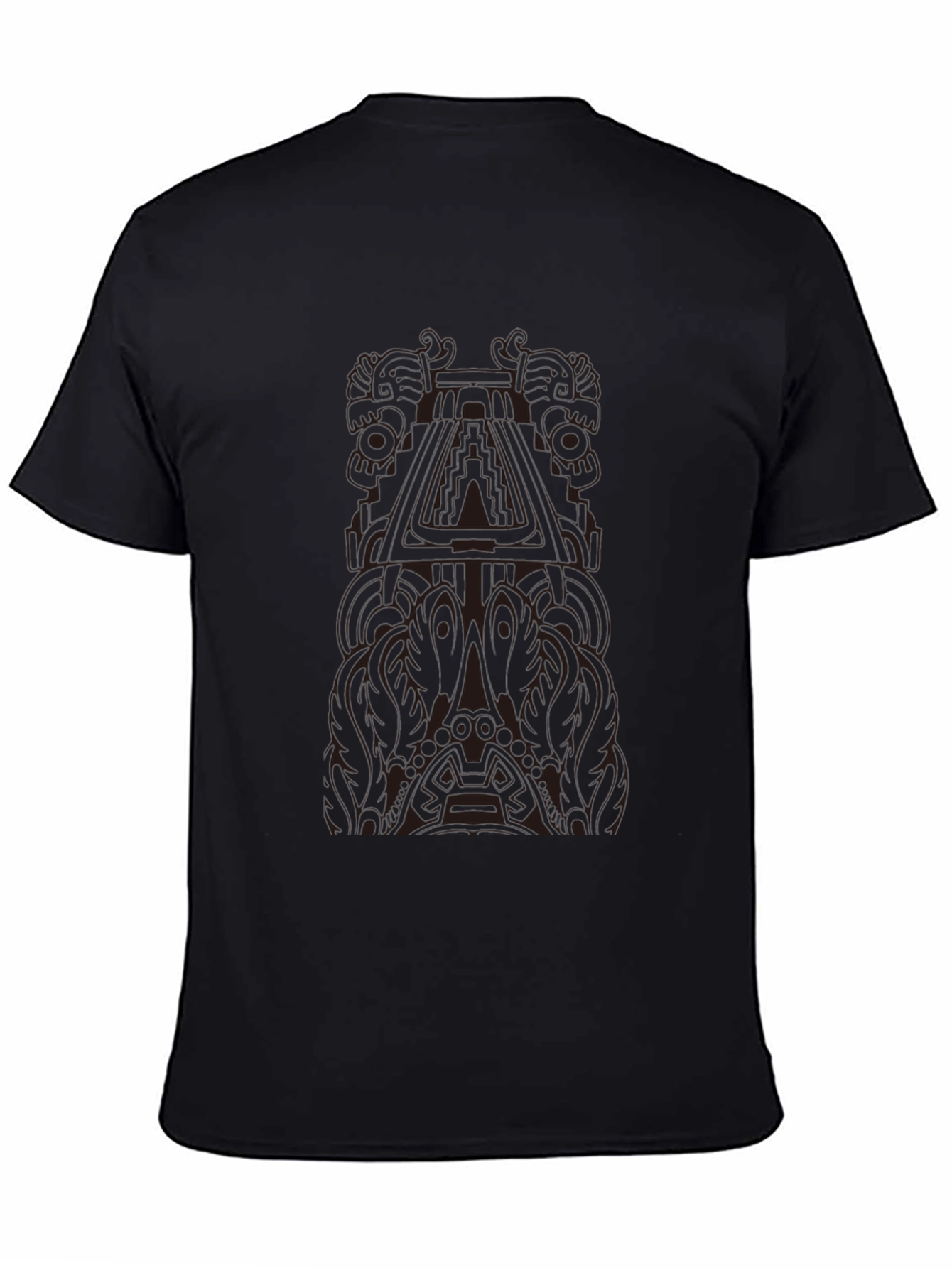 Aztec Temple Graphic Tee - Black Cotton T-Shirt