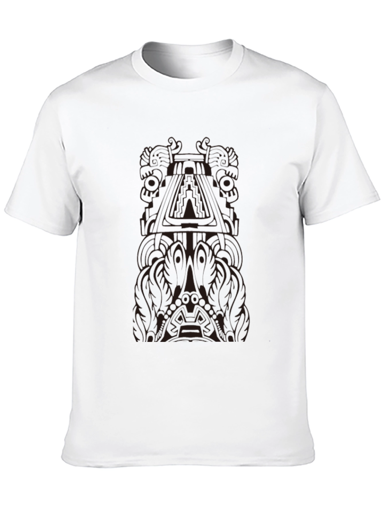 Aztec Temple Graphic Tee - Black Cotton T-Shirt