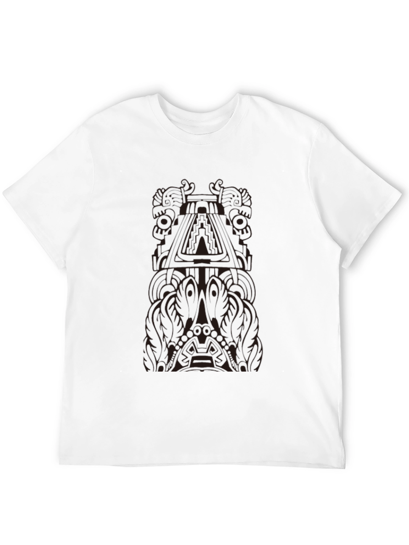 Aztec Temple Graphic Tee - Black Cotton T-Shirt