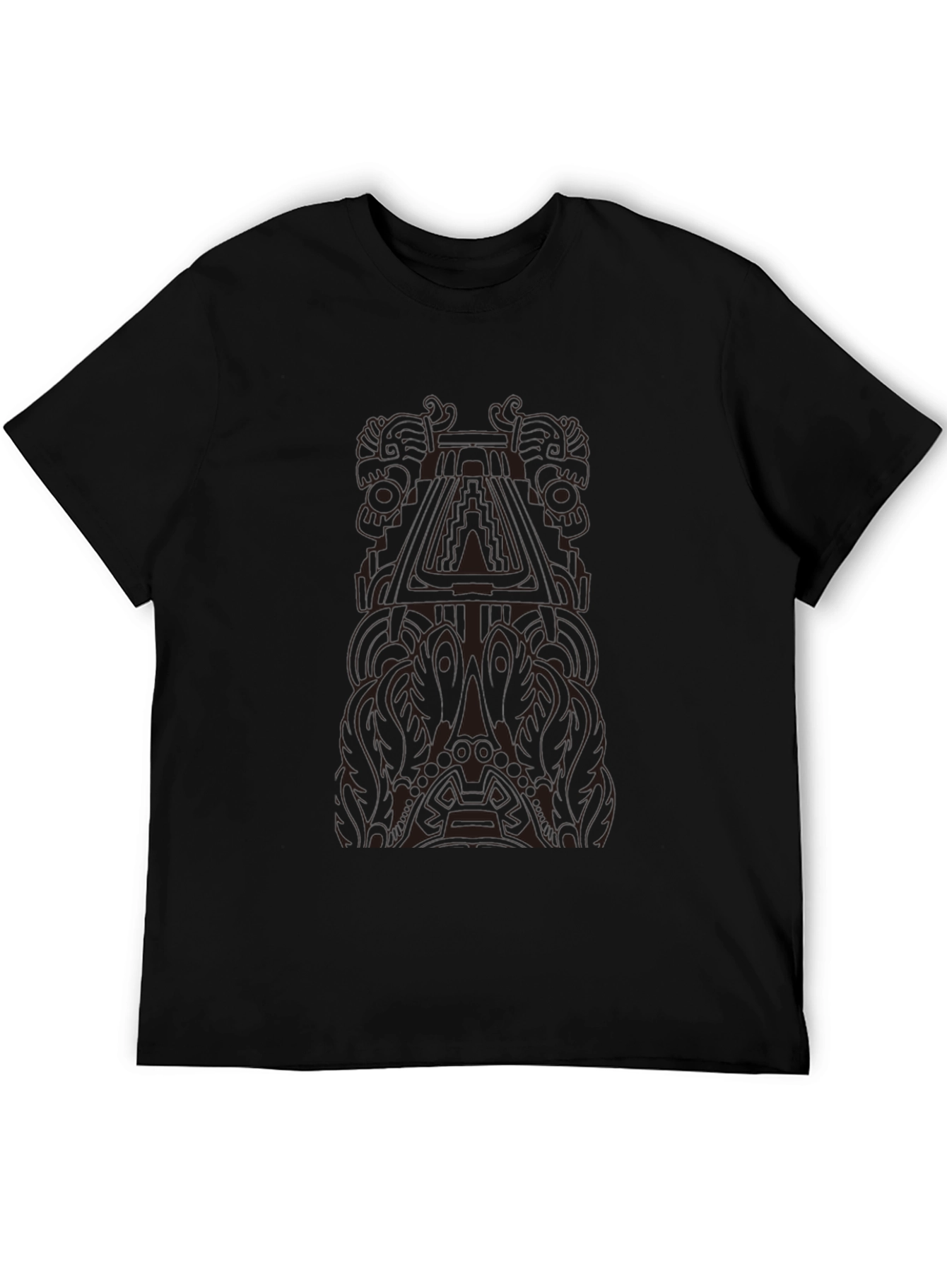 Aztec Temple Graphic Tee - Black Cotton T-Shirt