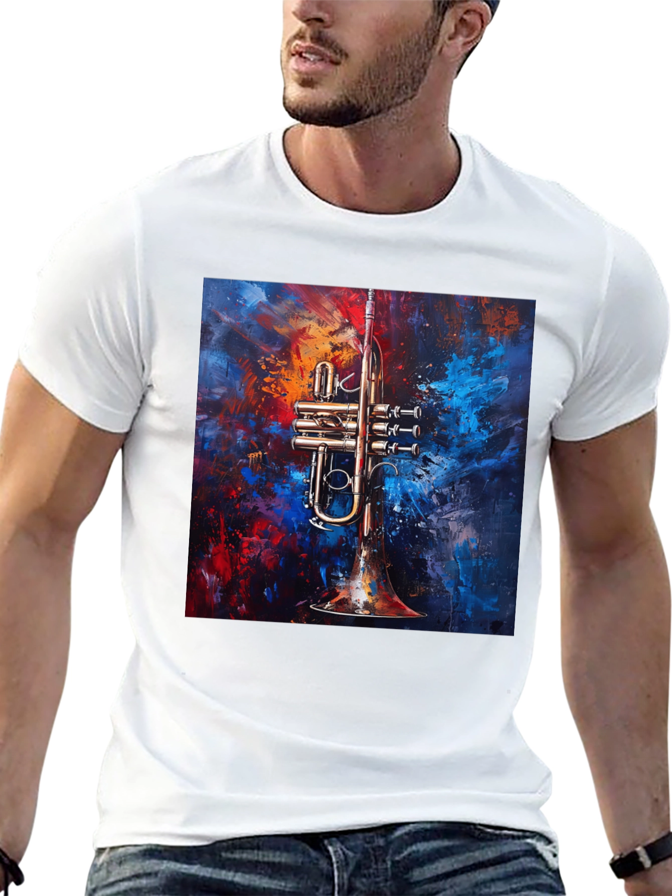 Abstract Trumpet Graphic T-Shirt