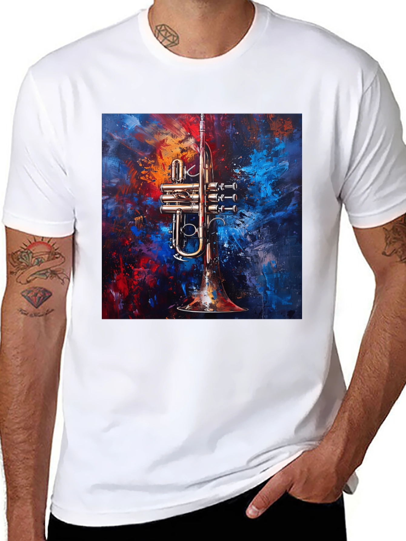 Abstract Trumpet Graphic T-Shirt