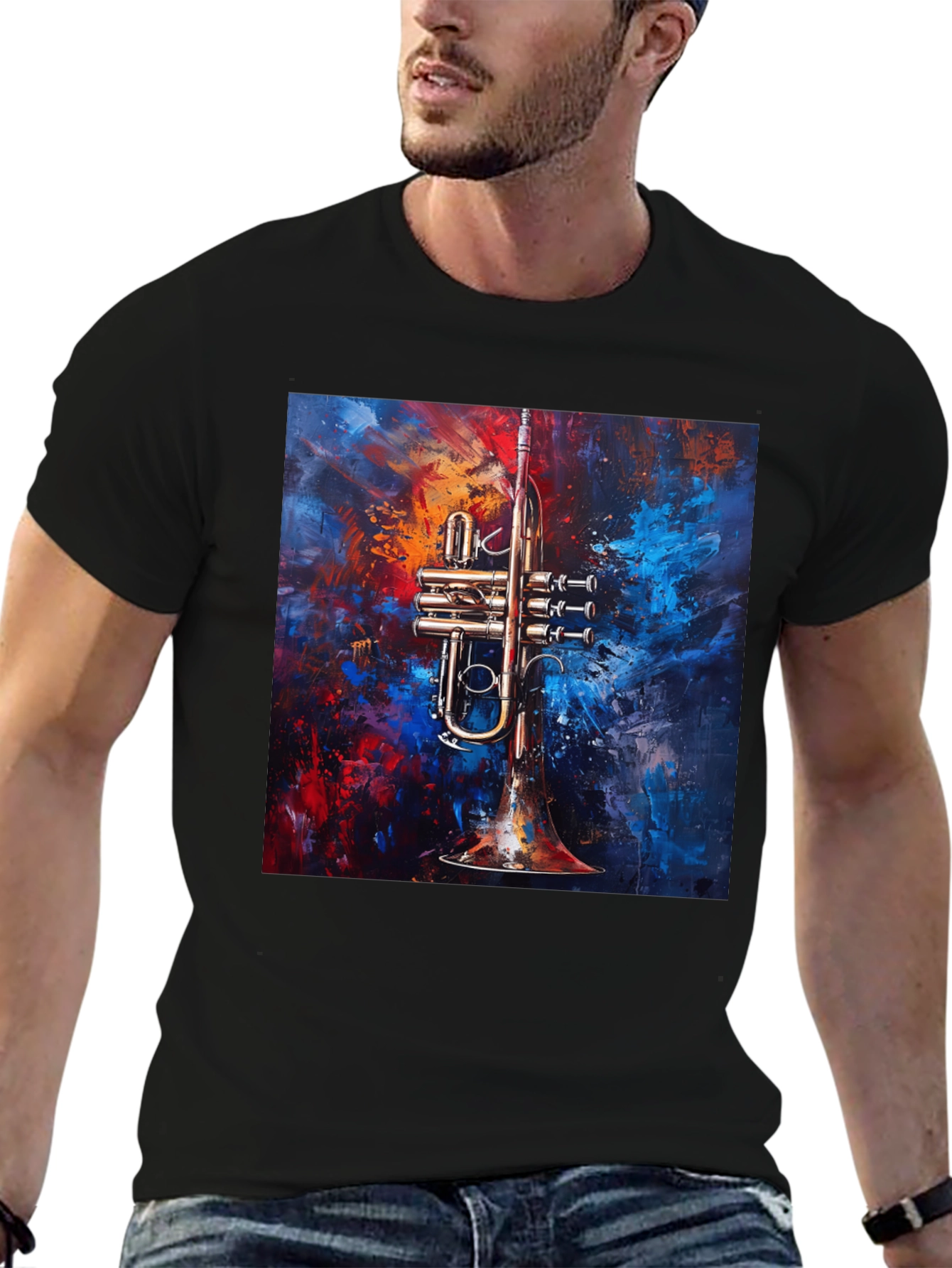 Abstract Trumpet Graphic T-Shirt