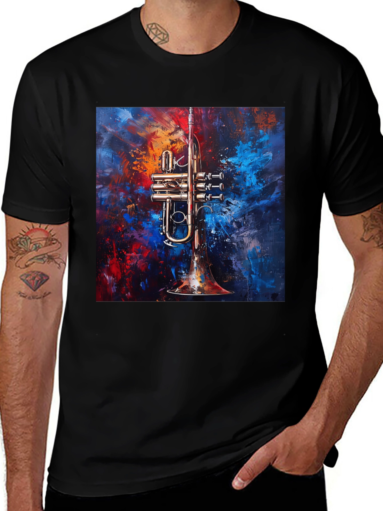 Abstract Trumpet Graphic T-Shirt