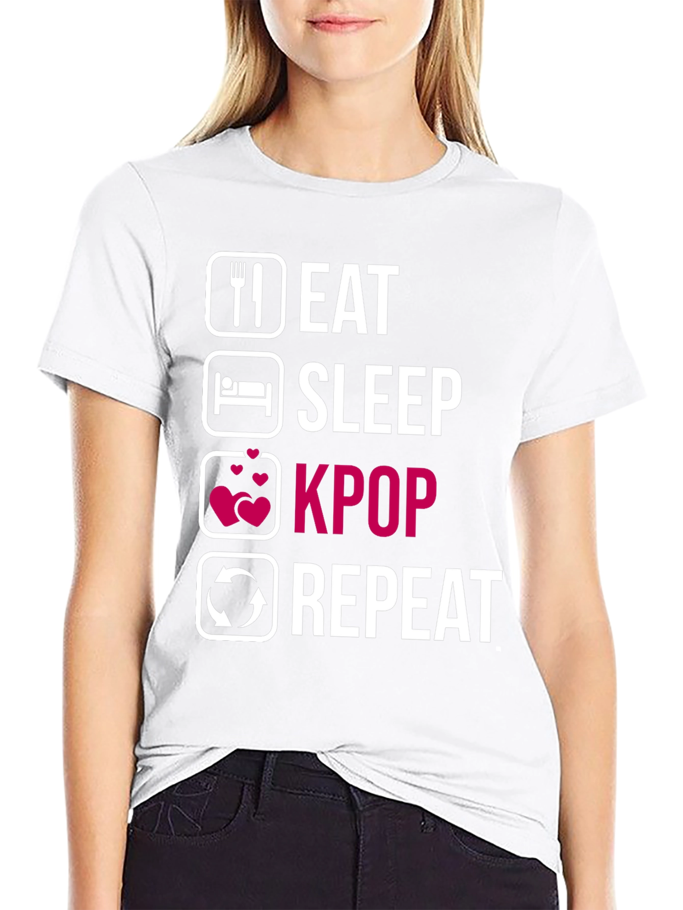 Eat Sleep Kpop Repeat Black T-Shirt