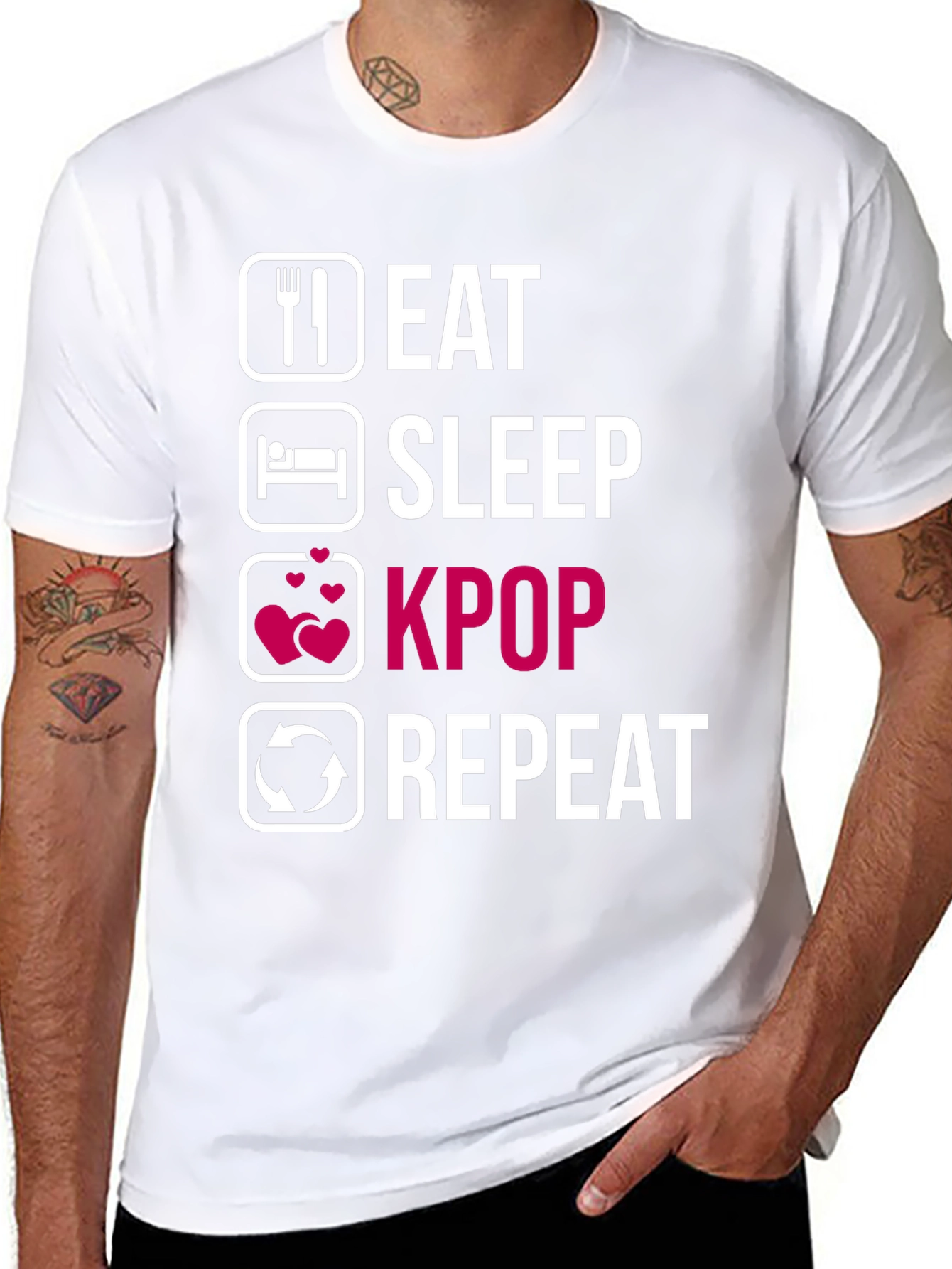Eat Sleep Kpop Repeat Black T-Shirt