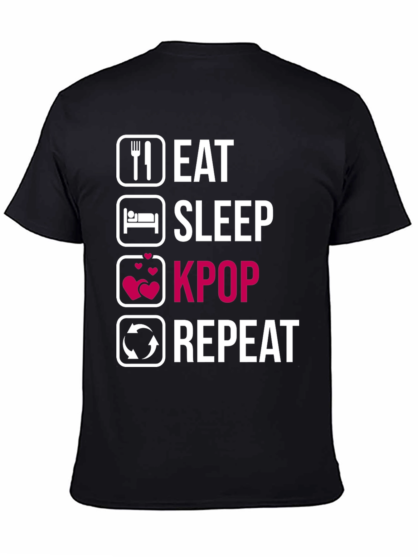 Eat Sleep Kpop Repeat Black T-Shirt
