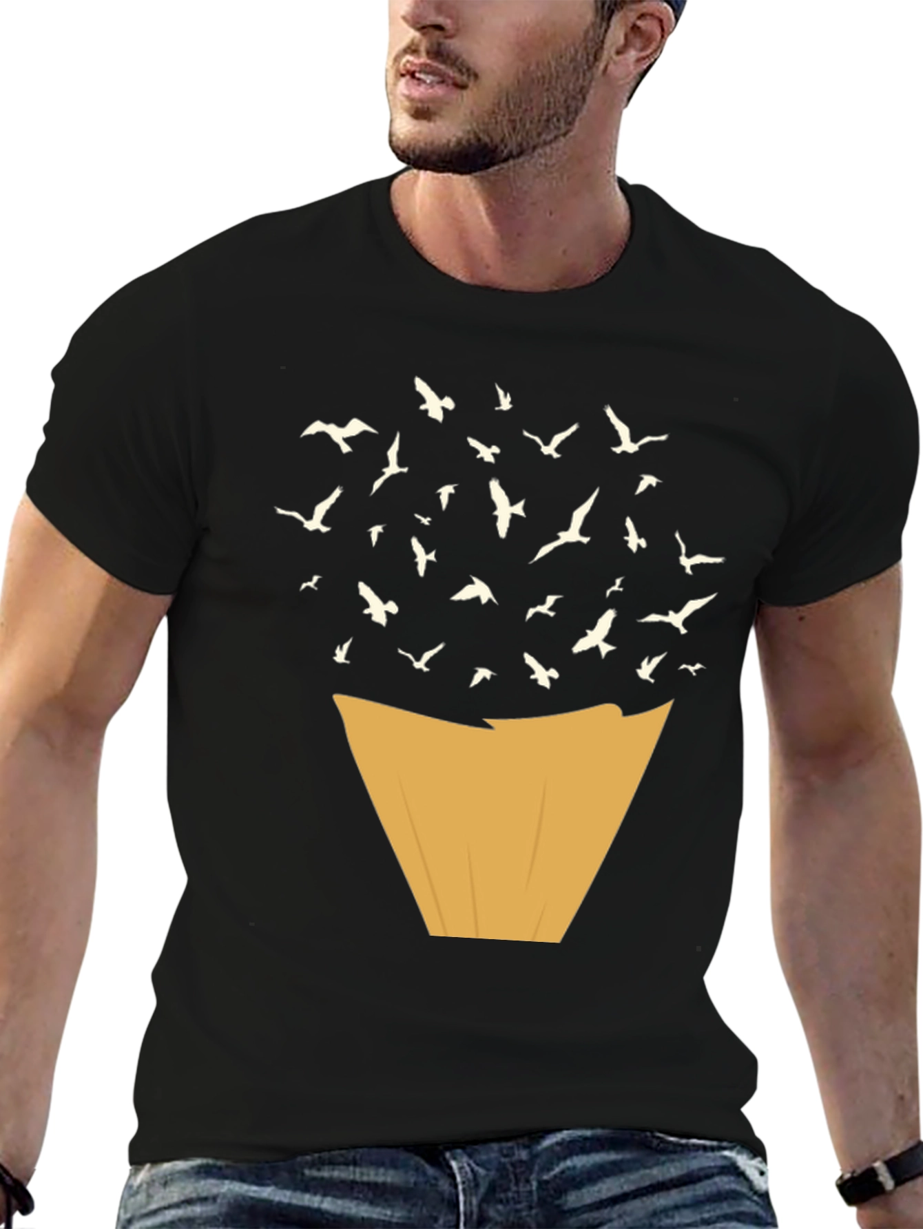 Abstract Bird Release Black T-Shirt