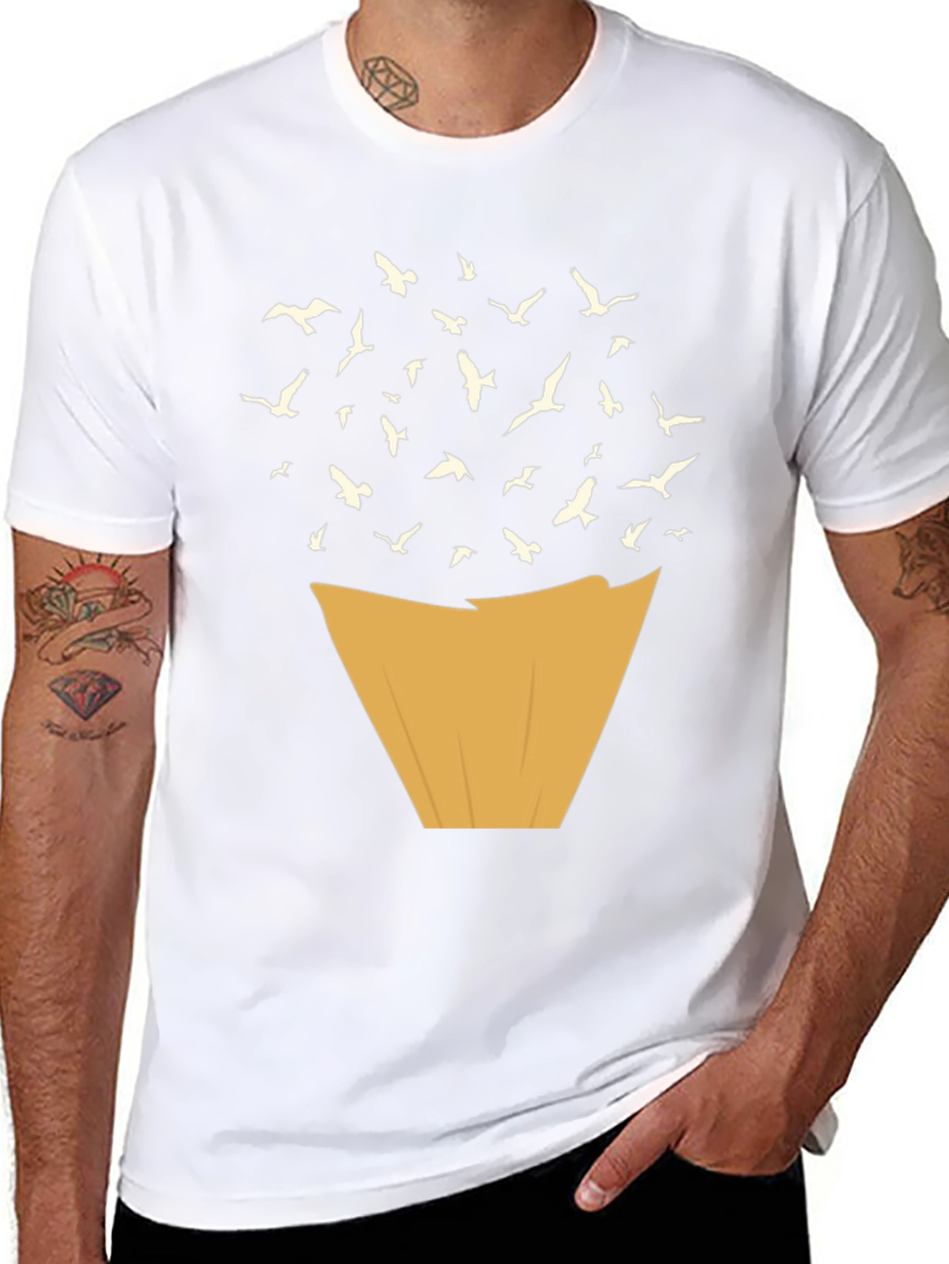 Abstract Bird Release Black T-Shirt