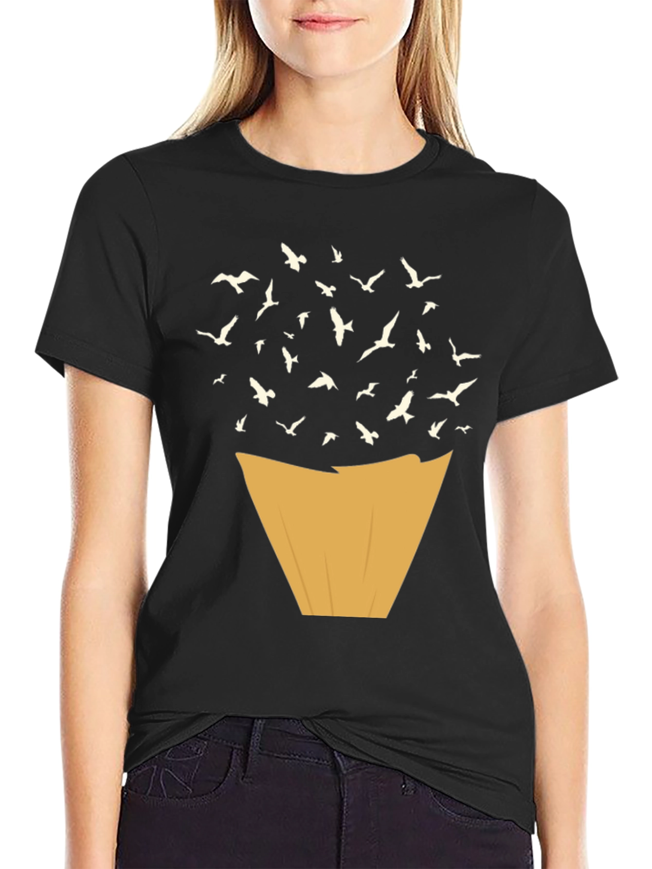 Abstract Bird Release Black T-Shirt