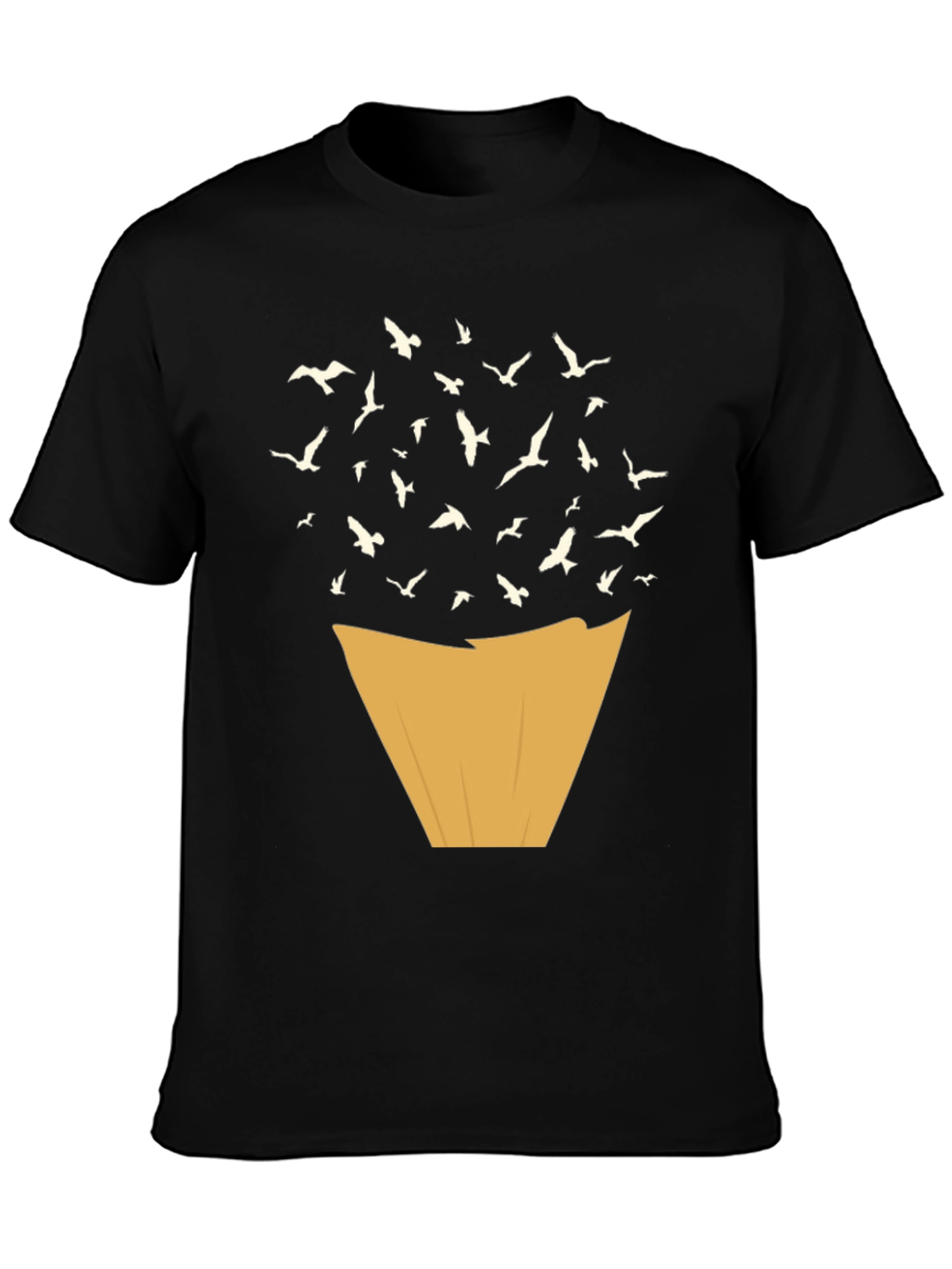 Abstract Bird Release Black T-Shirt
