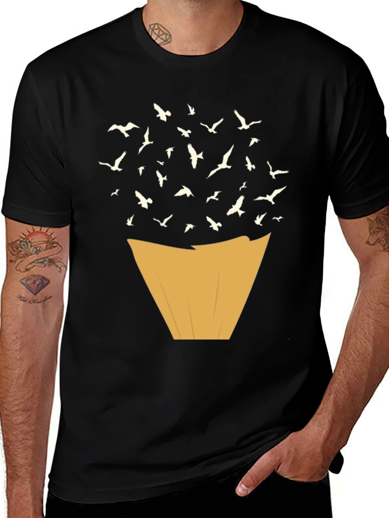 Abstract Bird Release Black T-Shirt