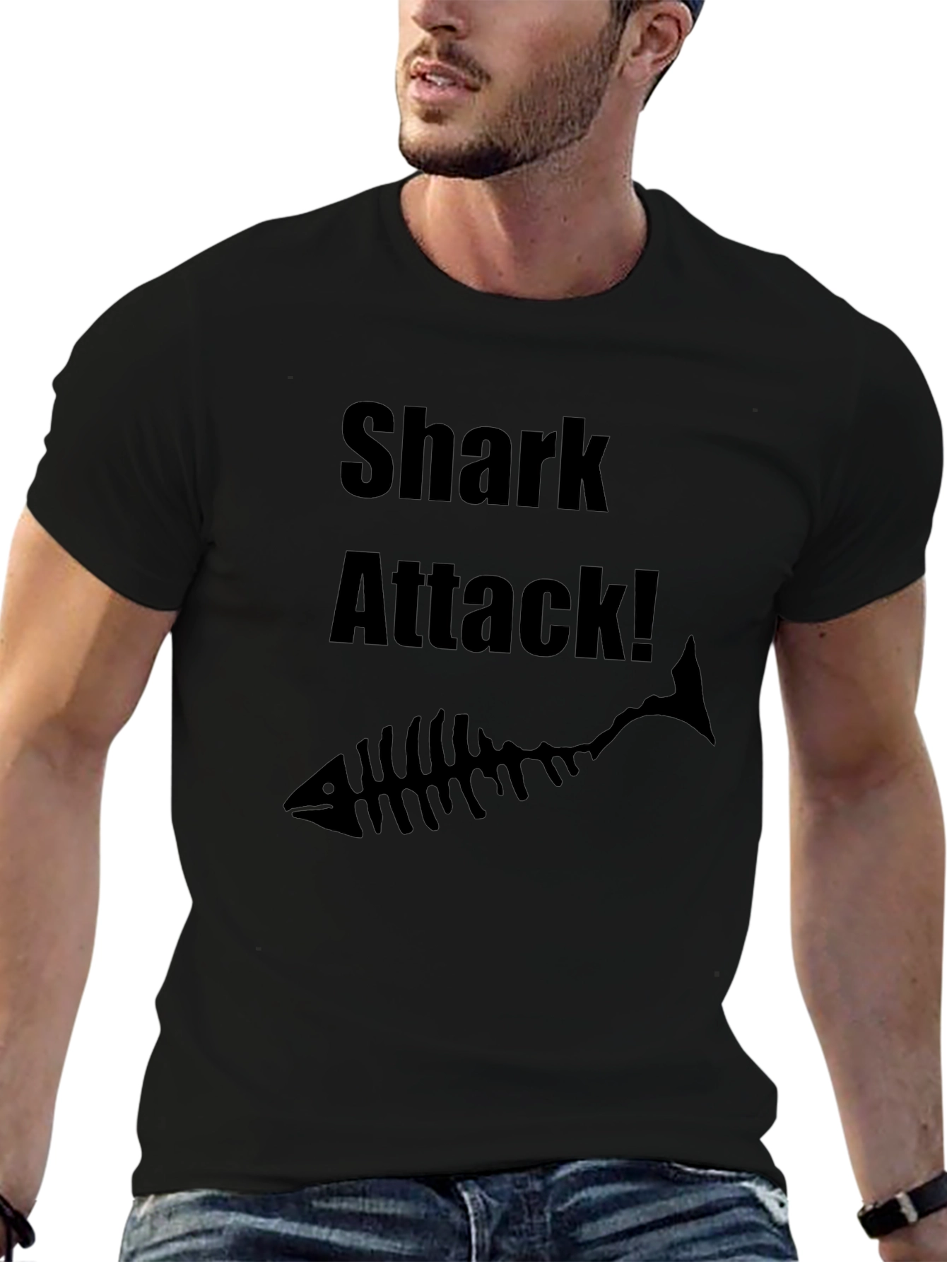 Shark Attack Black Graphic Tee