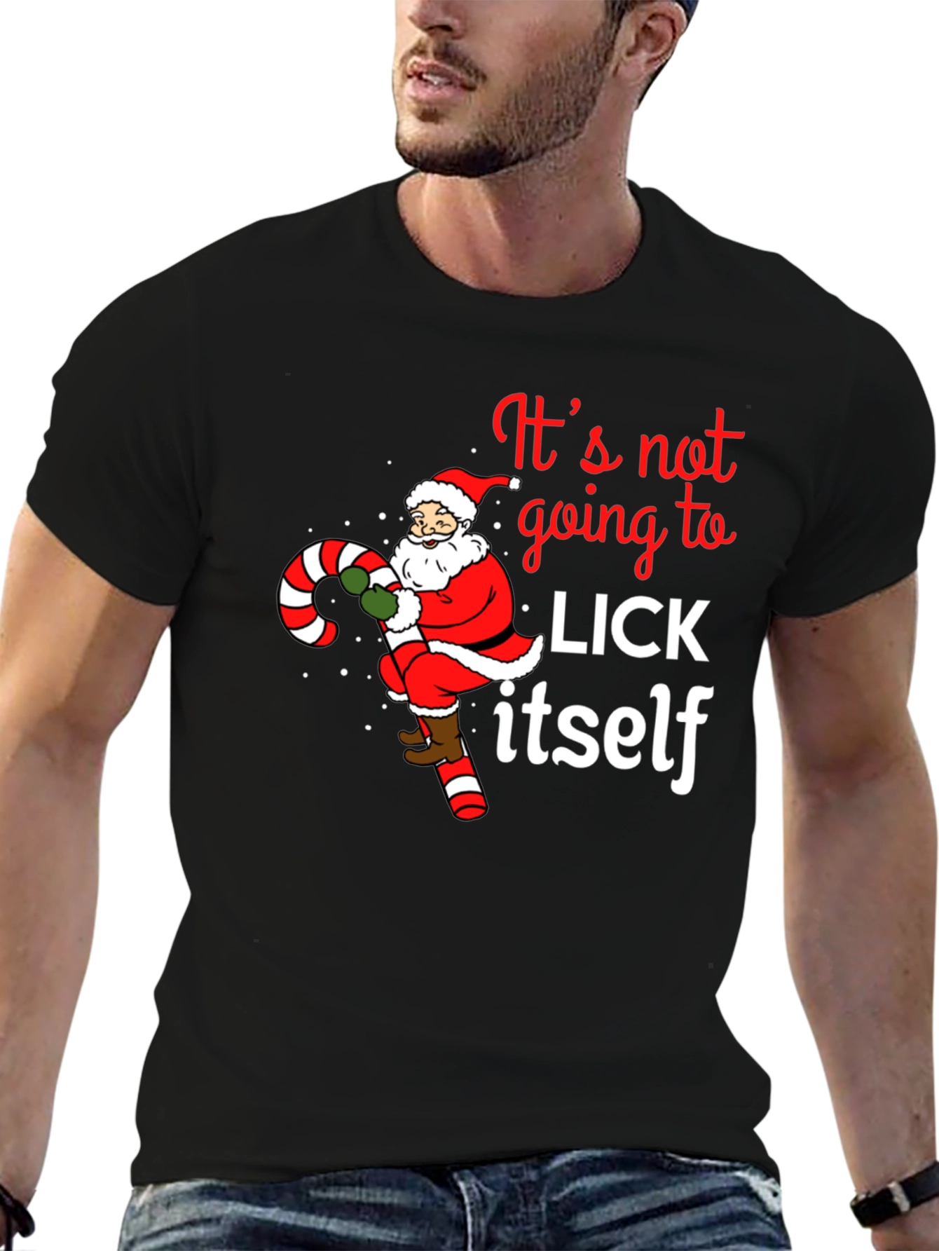 Funny Christmas Santa Candy Cane T-Shirt