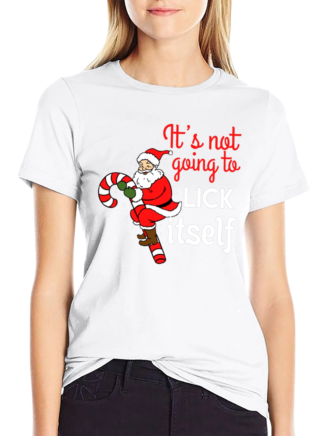 Funny Christmas Santa Candy Cane T-Shirt