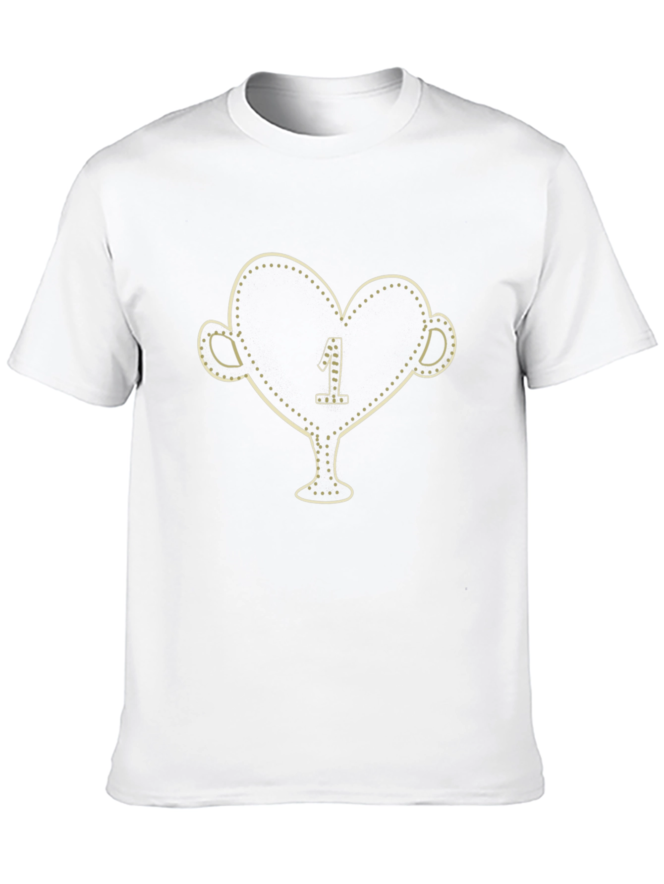 Black T-Shirt with Heart-Shaped Trophy Print