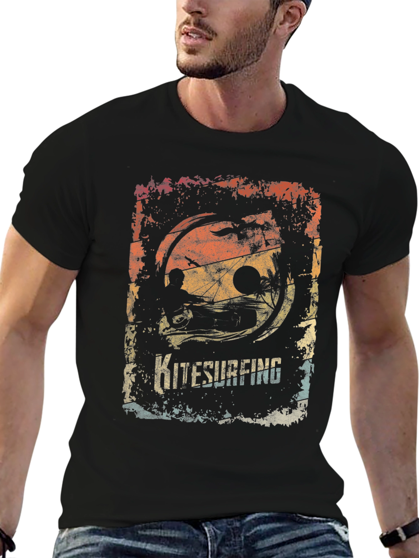 Kitesurfing Retro Graphic T-Shirt