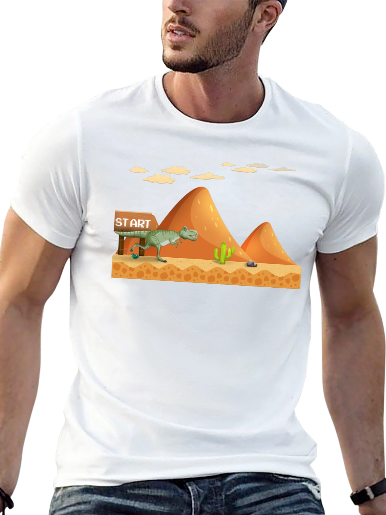 Dino Run Black T-Shirt - Retro Gaming